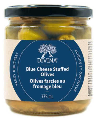 A jar of Divina Blue Cheese Stuffed Olives