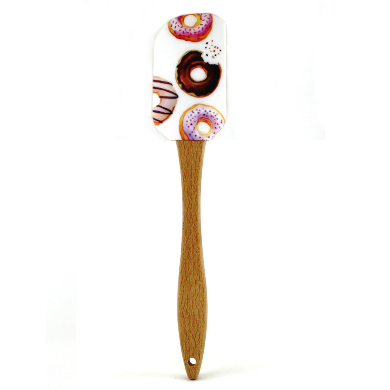 A silicone spatula with donut prints