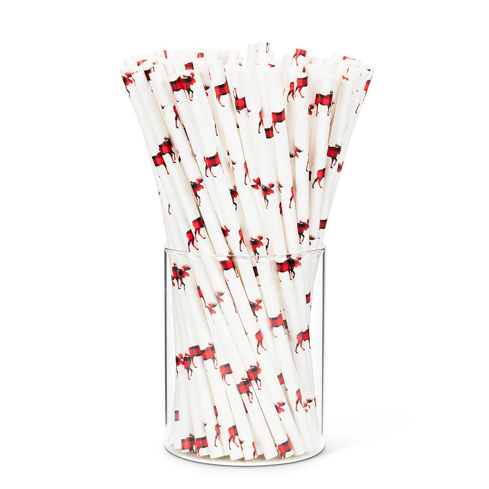 Moose Pattern Paper Straws