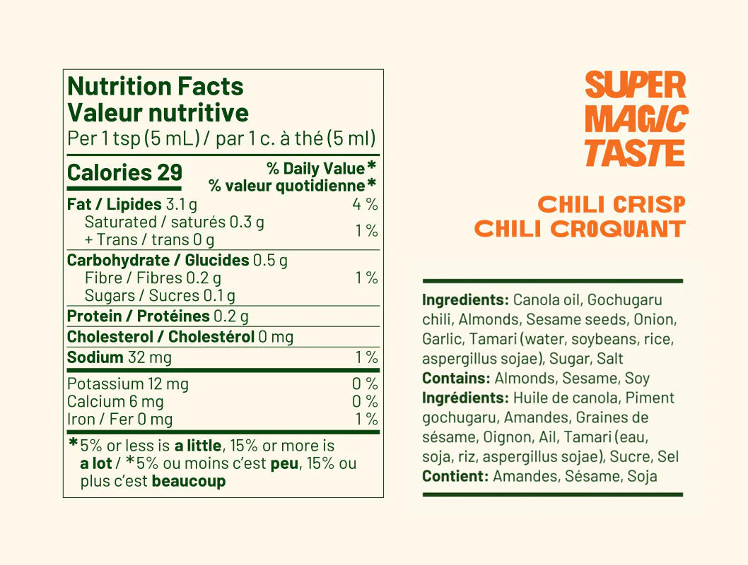 Nutritional Facts of Super Magic Taste Chili Crisp and Ingredients