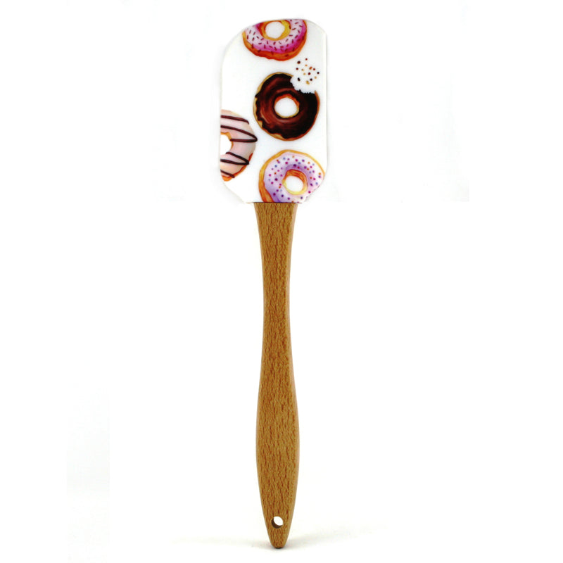 A silicone spatula with donut prints 