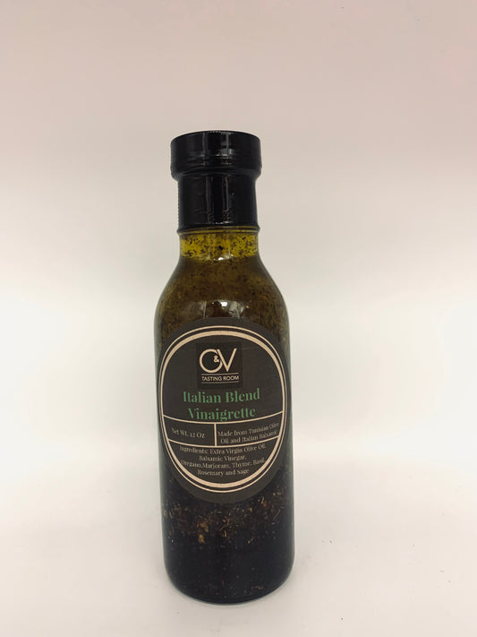 Italian Blend Vinaigrette made with Extra Virgin Olive Oil, Italian Balsamic, Oregano, Marjoram,Thyme, Basil, Rosemary and Sage. 